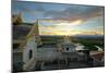 Golden Sunset on Prachuap Khiri Khan, Southern Thailand. Aerial View from Khao Chong Krajok Temple-Fabio Lamanna-Mounted Premium Photographic Print