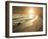 Golden Sunset on the Sea Shore and Footprints in the Sand-ollirg-Framed Photographic Print