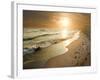 Golden Sunset on the Sea Shore and Footprints in the Sand-ollirg-Framed Photographic Print