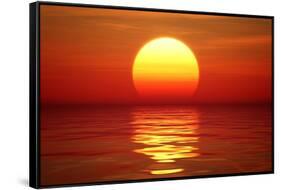 Golden Sunset over Calm Water (Digital Artwork)-Johan Swanepoel-Framed Stretched Canvas