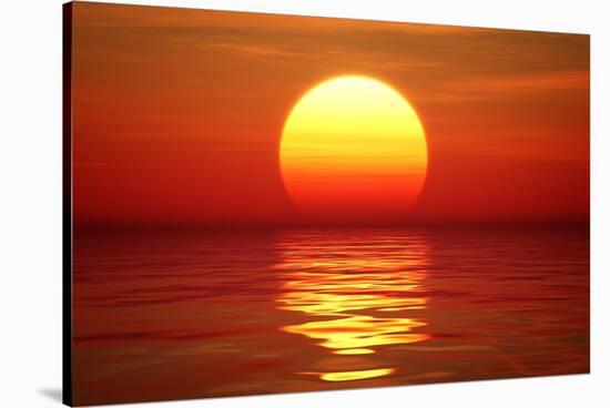 Golden Sunset over Calm Water (Digital Artwork)-Johan Swanepoel-Stretched Canvas