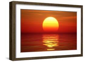 Golden Sunset over Calm Water (Digital Artwork)-Johan Swanepoel-Framed Art Print