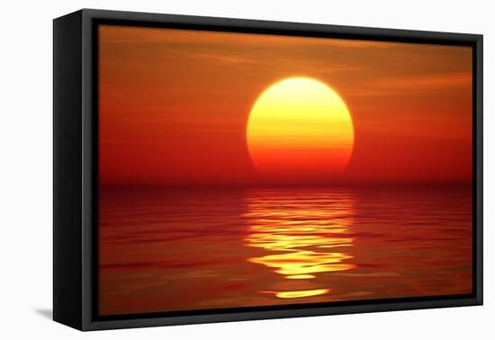 Golden Sunset over Calm Water (Digital Artwork)-Johan Swanepoel-Framed Stretched Canvas