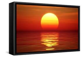 Golden Sunset over Calm Water (Digital Artwork)-Johan Swanepoel-Framed Stretched Canvas