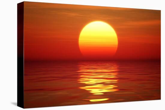 Golden Sunset over Calm Water (Digital Artwork)-Johan Swanepoel-Stretched Canvas