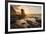 Golden sunset over the giant monolith of Roque Del Moro, Cofete beach-Roberto Moiola-Framed Photographic Print