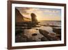 Golden sunset over the giant monolith of Roque Del Moro, Cofete beach-Roberto Moiola-Framed Photographic Print