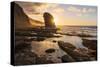 Golden sunset over the giant monolith of Roque Del Moro, Cofete beach-Roberto Moiola-Stretched Canvas