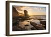 Golden sunset over the giant monolith of Roque Del Moro, Cofete beach-Roberto Moiola-Framed Photographic Print