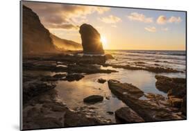 Golden sunset over the giant monolith of Roque Del Moro, Cofete beach-Roberto Moiola-Mounted Photographic Print