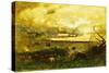 Golden Sunset-George Snr. Inness-Stretched Canvas