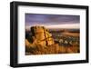 Golden sunshine glows against the granite outcrops at Belstone Tor, Dartmoor National Park, Devon, -Adam Burton-Framed Photographic Print