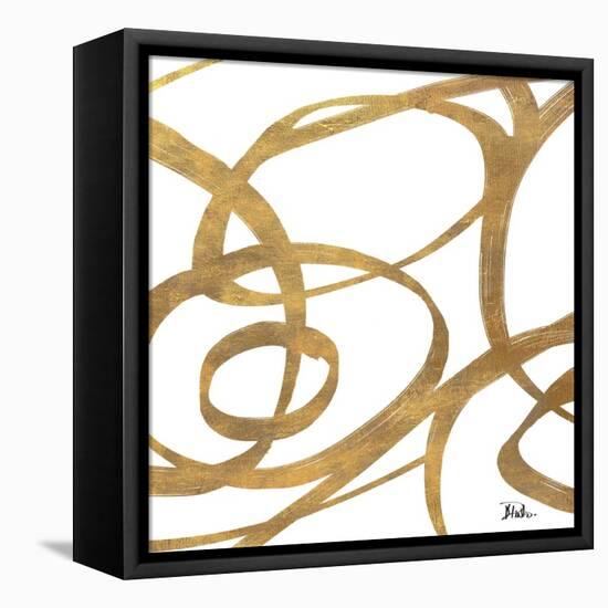 Golden Swirls Square I-Patricia Pinto-Framed Stretched Canvas