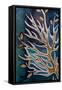 Golden Tree Branches with Leaves, Turquoise, Hot Batik, Background Texture, Handmade on Silk, Abstr-Sergey Kozienko-Framed Stretched Canvas