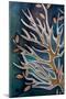 Golden Tree Branches with Leaves, Turquoise, Hot Batik, Background Texture, Handmade on Silk, Abstr-Sergey Kozienko-Mounted Art Print