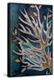 Golden Tree Branches with Leaves, Turquoise, Hot Batik, Background Texture, Handmade on Silk, Abstr-Sergey Kozienko-Framed Stretched Canvas