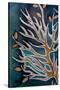 Golden Tree Branches with Leaves, Turquoise, Hot Batik, Background Texture, Handmade on Silk, Abstr-Sergey Kozienko-Stretched Canvas