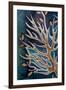 Golden Tree Branches with Leaves, Turquoise, Hot Batik, Background Texture, Handmade on Silk, Abstr-Sergey Kozienko-Framed Art Print