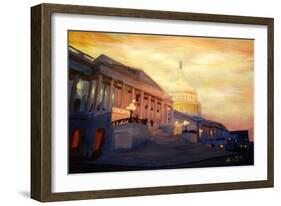 Golden United States Capitol In Washington DC-Markus Bleichner-Framed Premium Giclee Print