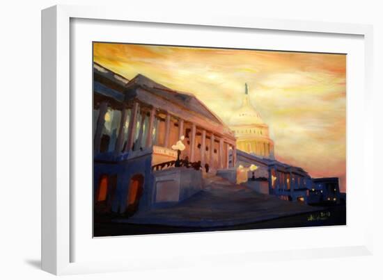 Golden United States Capitol In Washington DC-Markus Bleichner-Framed Art Print