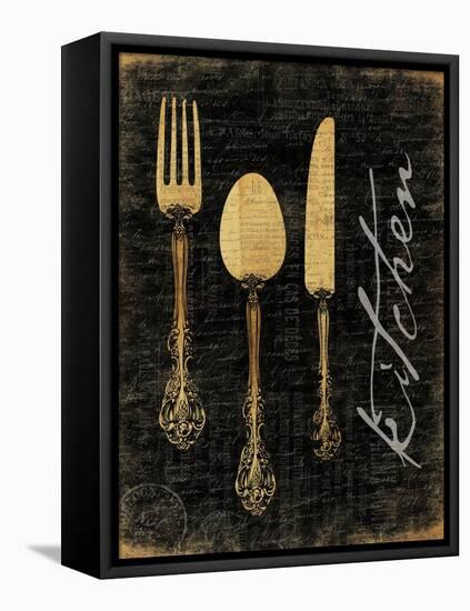 Golden Utensils-Jace Grey-Framed Stretched Canvas