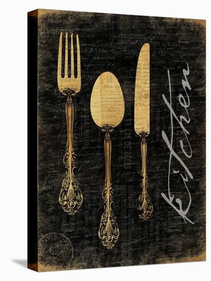 Golden Utensils-Jace Grey-Stretched Canvas