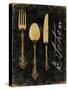 Golden Utensils-Jace Grey-Stretched Canvas