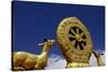 Golden Wheel of Dharma and Deer Sculptures-Simon Montgomery-Stretched Canvas