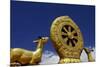 Golden Wheel of Dharma and Deer Sculptures-Simon Montgomery-Mounted Photographic Print