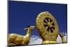 Golden Wheel of Dharma and Deer Sculptures-Simon Montgomery-Mounted Photographic Print
