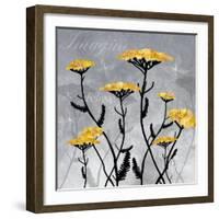 Golden Yarrow Flowers on Gray Background with Inspirational Words-Bee Sturgis-Framed Art Print