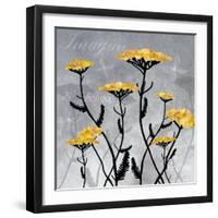 Golden Yarrow Flowers on Gray Background with Inspirational Words-Bee Sturgis-Framed Art Print