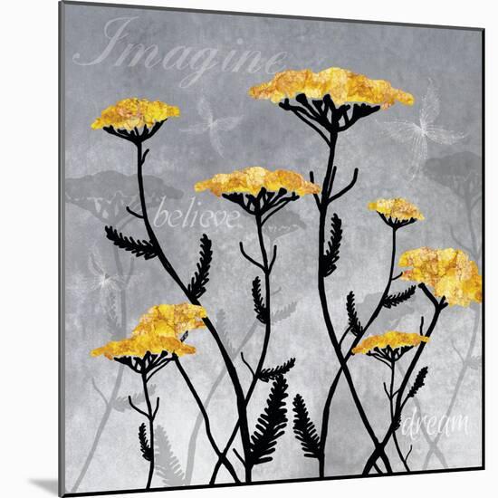 Golden Yarrow Flowers on Gray Background with Inspirational Words-Bee Sturgis-Mounted Art Print