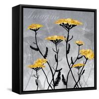 Golden Yarrow Flowers on Gray Background with Inspirational Words-Bee Sturgis-Framed Stretched Canvas