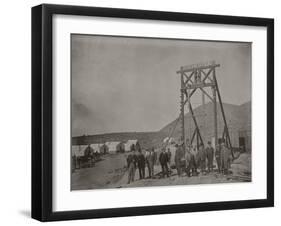 Goldfield Dignitaries At Rochester Gallows Frame For Mining Venture-null-Framed Art Print