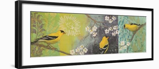 Goldfinches Blooming-Margaret Donharl-Framed Art Print