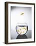 Goldfish jumping out of a bowl and escaping from the crowd-Steve Lupton-Framed Photographic Print