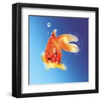 Goldfish with Water Bubbles-null-Framed Art Print