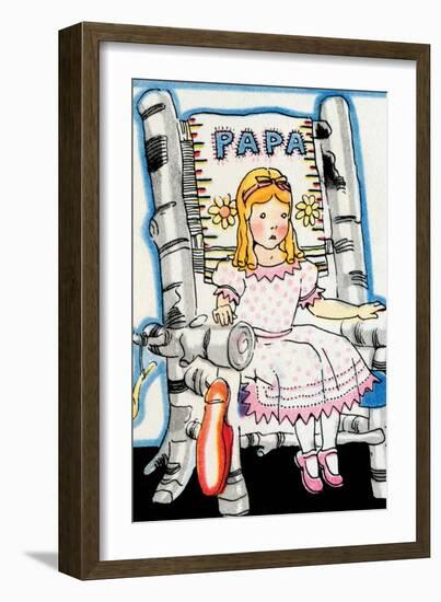 Goldilock Tries Papa Bear's Chair-Julia Letheld Hahn-Framed Art Print