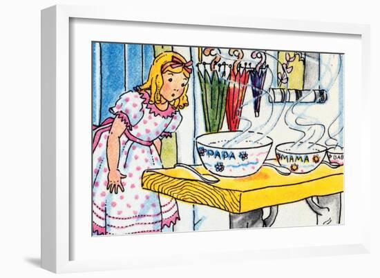 Goldilocks And the Poridge Bowls-Julia Letheld Hahn-Framed Art Print