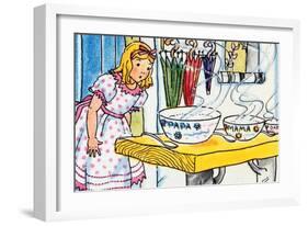 Goldilocks And the Poridge Bowls-Julia Letheld Hahn-Framed Art Print