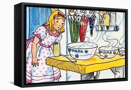 Goldilocks And the Poridge Bowls-Julia Letheld Hahn-Framed Stretched Canvas