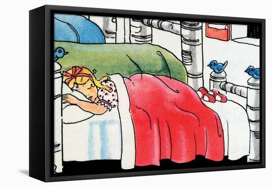 Goldilocks In Baby Bear's Bed-Julia Letheld Hahn-Framed Stretched Canvas