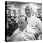 Goldman Sachs and Co. Partner Sidney Weinberg Sitting in Chair at Barber Shop-null-Stretched Canvas