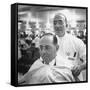 Goldman Sachs and Co. Partner Sidney Weinberg Sitting in Chair at Barber Shop-null-Framed Stretched Canvas