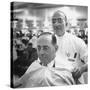 Goldman Sachs and Co. Partner Sidney Weinberg Sitting in Chair at Barber Shop-null-Stretched Canvas