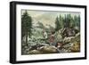 Goldmining in California, 1871-Currier & Ives-Framed Giclee Print