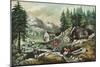 Goldmining in California, 1871-Currier & Ives-Mounted Giclee Print