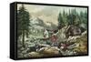 Goldmining in California, 1871-Currier & Ives-Framed Stretched Canvas