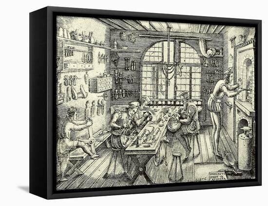 Goldsmith's Shop-Étienne Delaune-Framed Stretched Canvas